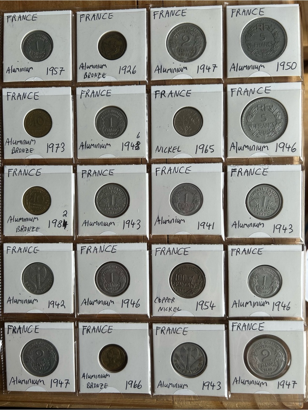 Vintage French Coins Collection - Assorted Metal Colors (59 coins)